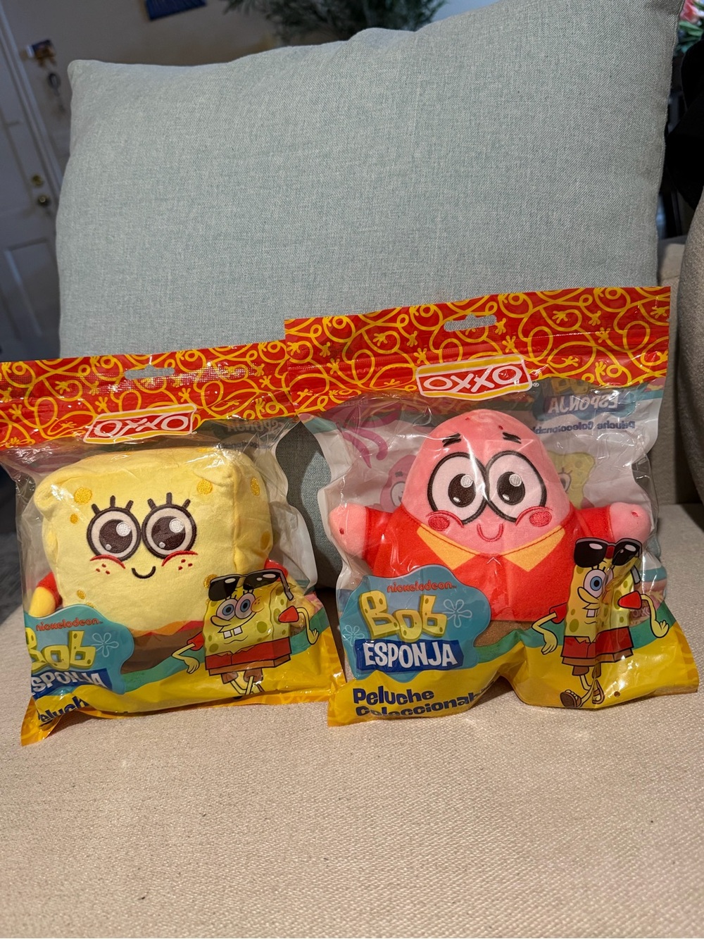 SPONGE BOB Plushie  OXXO Patrick Mexico exclusive set of 2 new